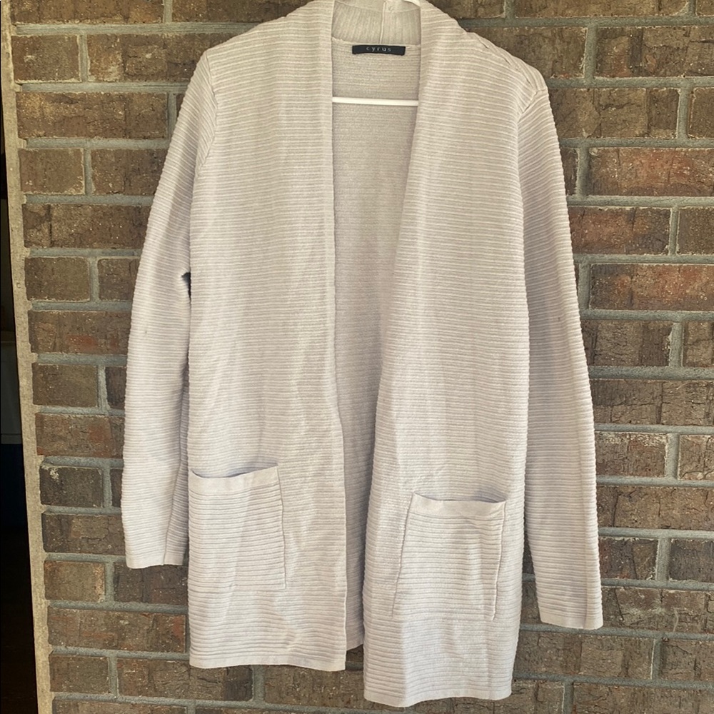 Cyrus Women's Beige Ribbed Open Cardigan